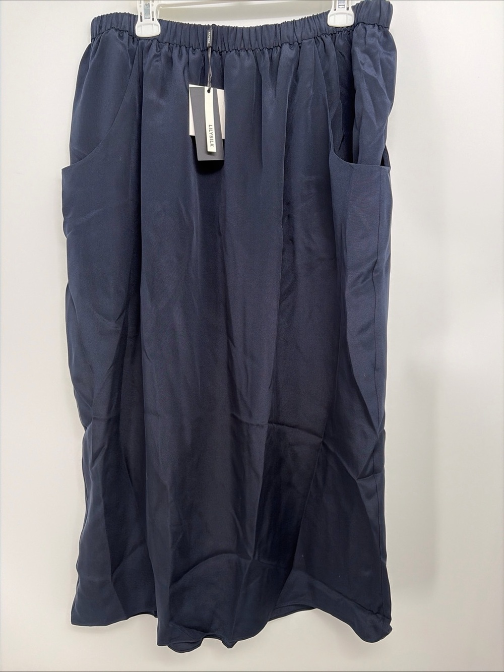 LILYSILK Womens Navy Blue 100% Mulberry Silk Skirt Sz XXL
